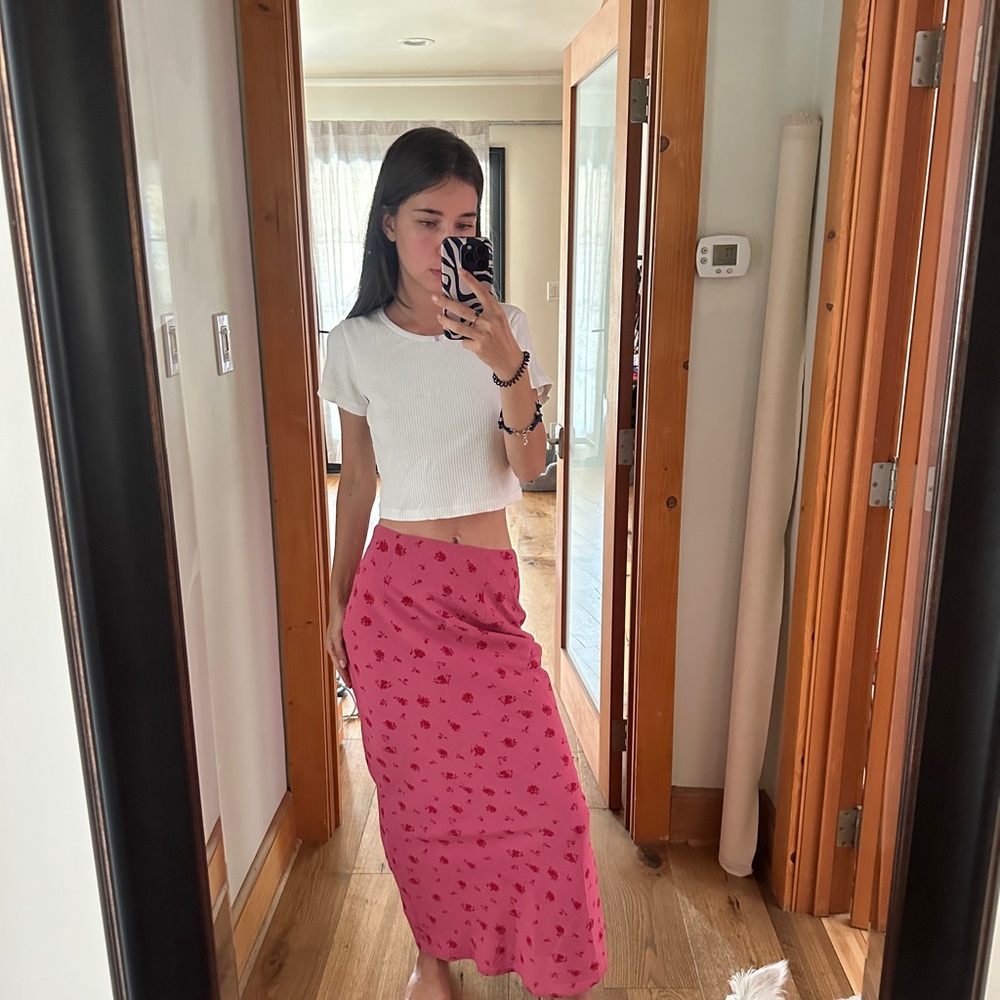 Princess Polly Pink Floral Maxi Skirt